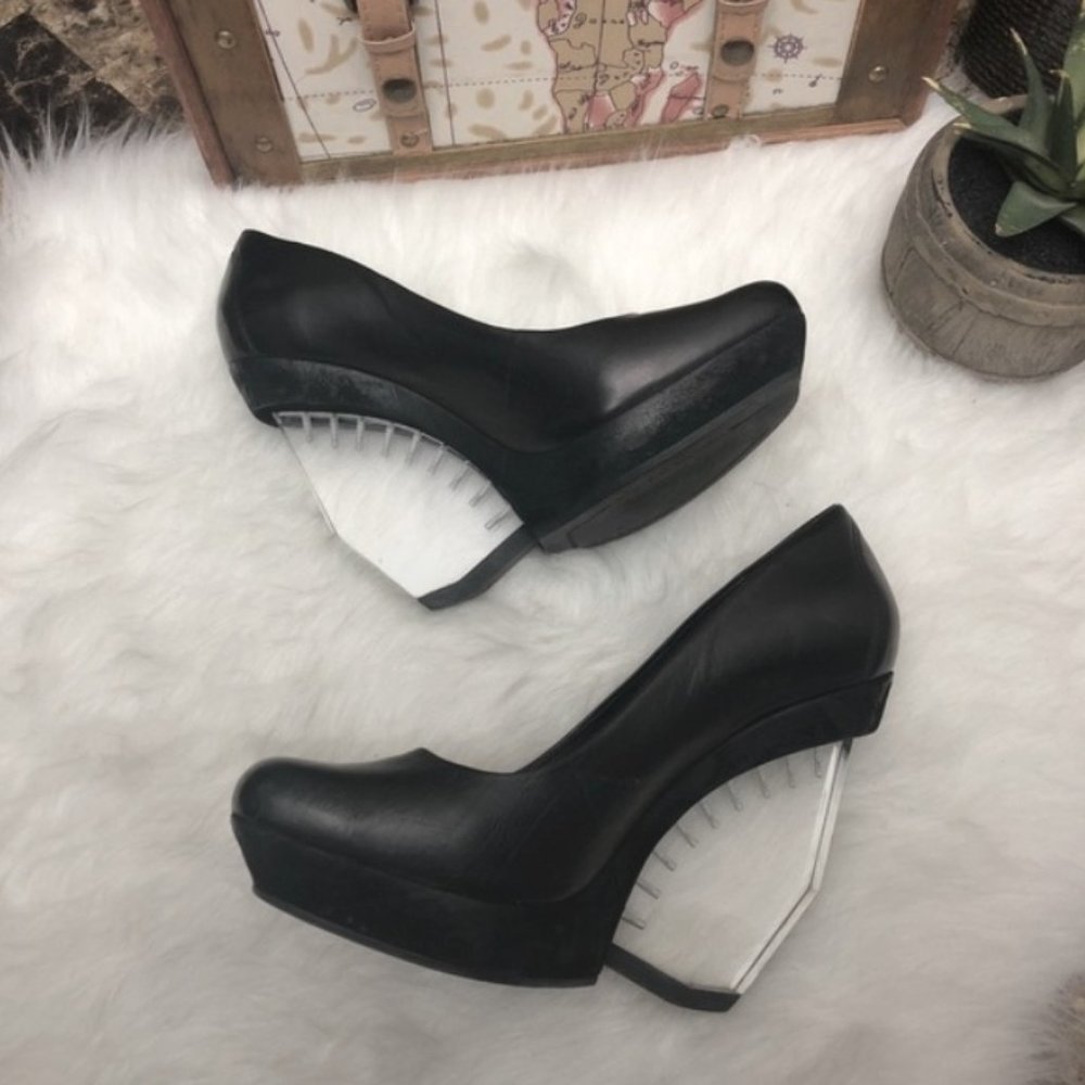 ALL SAINTS Ovid Lucite Perspex Wedge Heels Clear